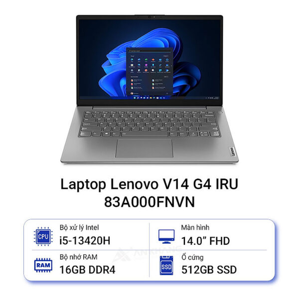 Lenovo V14 G4 83A000FNVN (Intel Core i5-13420H | 16GB | 512GB | 14 inch FHD | Intel UHD | NoOS | Xám) - HÀNG CHÍNH HÃNG
