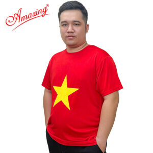 Áo cờ đỏ sao vàng, áo thun cổ tròn nền đỏ in sao vàng, unisex, size từ 10 đến 100kg, Amazing